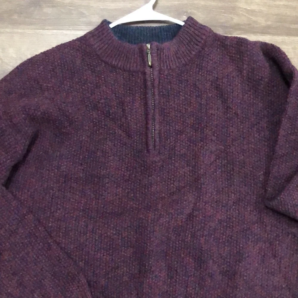 Men’s Woolrich Burgundy 1/4 Zip Wool Heavy Rugged Outdoors Sweater size M - Picture 2 of 10